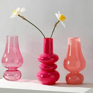 Kleurrijke Ronde Bubble Vorm Glazen Vaas Hydroponic Knop Vaas Gekleurd Glas Kunst Vaas Voor Thuis Deco