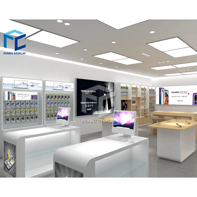 High Transparent Glass Mobile Phone Store Phone Display Showcase Cell Phone Shop Interior Design