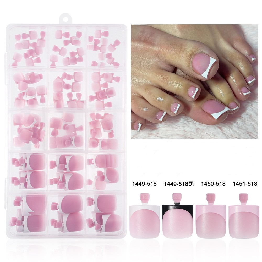 Black Toenail Press on Nail Art Design Set 2025