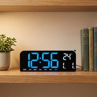 Moderner Digitaler LED Elektronischer Schreibtisch-Wecker Timer Kalender Wochen-Datum-Temperaturanzeige Kunststoff Hintergrundbeleuchtung Heim-Wanddekoration