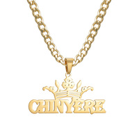Collier pendentif personnalisable avec nom en anglais, fabrication en usine, lettres découpées, bijoux simples pour hommes, vente transfrontalière