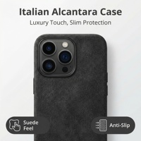 Coque de téléphone mobile en daim italien de qualité supérieure pour iPhone 16 Pro, entièrement recouverte, découpée avec précision au laser, fonction magnétique, service OEM/ODM