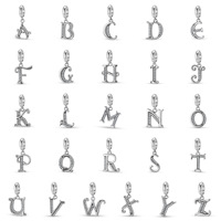 Breloques Alphabet en Argent Sterling 925 A-Z 26 Lettres, Pendentif Initiale Pavé CZ pour Bracelet et Collier DIY, Cadeaux Personnalisés