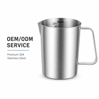 Tasse à mesurer en acier inoxydable, tasse à mesurer en métal avec poignée (version améliorée, 5 graduations incluant les mesures en tasse/ml/ounce)