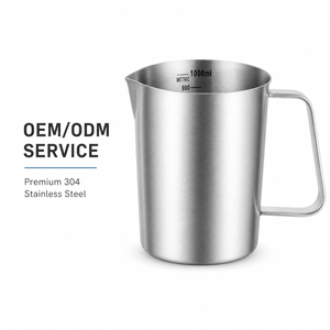 Taza Medidora <span class=keywords><strong>de</strong></span> Acero Inoxidable, Taza Medidora <span class=keywords><strong>de</strong></span> Metal con Asa (Mejorada, <span class=keywords><strong>5</strong></span> Marcas con Escala en Taza/ML/Onza) - Product Image 1