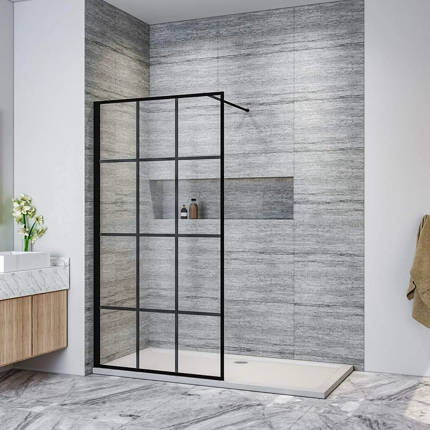 SALLY Walk-In Framed Tempered Glass Shower Door Safety Sliding Quick Construction B2B Public Shower Glass Door