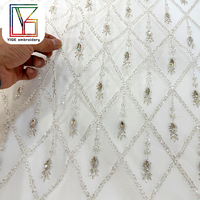 Nouvelle Arrivée Tissu de Luxe en Dentelle Perlée et Pailletée avec Pierres de Cristal et Perles, Écologique, pour Robes de Soirée et de Mariée pour Femme
