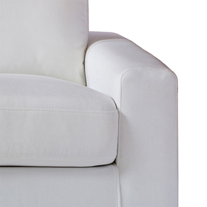 Elegant White 2-Seater <b>Sofa</b> Modern Upholstered Fabric Couch with Square Arms <b>for</b> Home Decor - Product Image 2