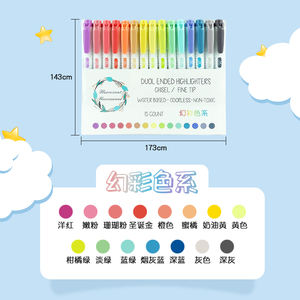 थोक 15 पीसी कस्टम फ्लोरोसेंट पेन डबल सिर वाला हाइलाइट सेट पेस्टल हाइलाइटर्स - Product Image 6