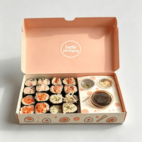 Caja de Sushi Personalizada para Llevar, Caja de Regalo de Papel para Sushi para Llevar, Empaque de Alimentos Bento con Separadores