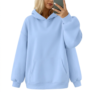 Sudadera con Capucha Extra Grande Personalizada para Mujer, Hombros Caídos, Color Sólido, Felpa de Algodón, Fabricante de Sudaderas - Product Image 1