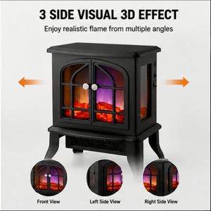 Poêle Chauffant Portable Autonome PTC 2000W avec Éclairage et Design Moderne pour Usage Domestique, Extérieur et Hôtelier, avec Effet de Cheminée 3D - Product Image 2