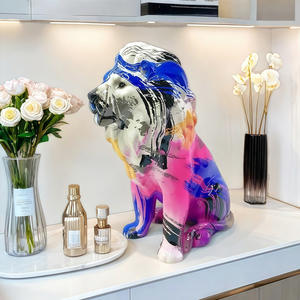 Nuevo Adorno de León Sentado Esculpido en Resina Epoxi de Estilo Chino, Decoración Creativa para Sala de Estar, Entrada y Hogar - Product Image 2