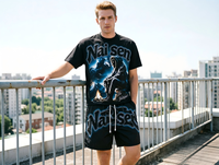 Ensemble de vêtements pour hommes streetwear vintage lourd avec logo personnalisé, t-shirt et short imprimés