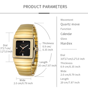 OUPAI 2025 Nuevo Reloj de Pulsera de Cerámica Dorado Cuadrado de Estilo Antiguo para Hombre, Reloj de Cuarzo Luminoso, Elegante y a la Moda - Product Image 5