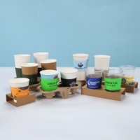 Supports de tasses à café jetables personnalisés en carton ondulé kraft pour boissons, thé au lait et thé boba
