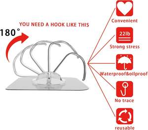 Crochets en acrylique transparent en gros, adhésifs en acier inoxydable - Product Image 4