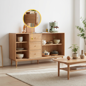 <span class=keywords><strong>Buffet</strong></span> en bois de chêne massif avec portes en verre, style moderne minimaliste, armoire de rangement pour salon et <span class=keywords><strong>salle</strong></span> à <span class=keywords><strong>manger</strong></span> - Product Image 4