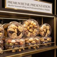 Boîte d'emballage ronde transparente pour biscuits, écologique, jetable, personnalisée en usine, en PET de qualité alimentaire, conteneur blister