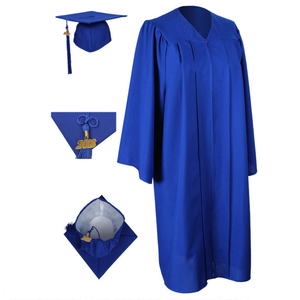 Túnica <span class=keywords><strong>de</strong></span> Graduación Negra Transpirable Tejida con Birrete y Chal, Uniforme Personalizado para Adultos <span class=keywords><strong>de</strong></span> Universidad para Ceremonia <span class=keywords><strong>de</strong></span> Graduación, 100% Poliéster - Product Image 1