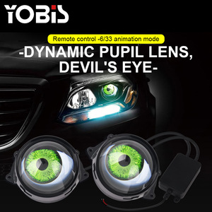 Luz LED Dinámica para Coche, Ojo de Diablo Grande de <span class=keywords><strong>3</strong></span> Pulgadas, 33 Modos, Lente 3D, Pupilas Dinámicas, Faro Delantero, Modificación Remota, Ojo de Águila - Product Image 3