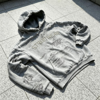 Felpa con Cappuccio Personalizzata di Alta Qualità, Stile Vintage con Effetto Acid Wash e Graffiti, Pullover Streetwear per Uomo