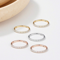 Anneau segmenté articulé en titane G23 de qualité implantable avec zircon, pour piercing de nez, septum, cartilage, bijoux de corps en titane tendance pour femmes et hommes