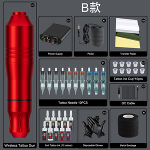 Set de Máquina de Tatuaje Permanente de Acero Inoxidable con Botón Manual, Kits de Pluma, Agujas de Cartucho y Fuente de Alimentación <span class=keywords><strong>para</strong></span> Principiantes - Product Image 6