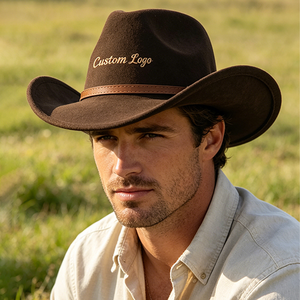 Custom Logo Unisex Wool Cowboy <b>Hat</b> With Leather <b>Band</b> Multiple Colors Available For Outdoor Use - Product Image 5