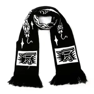 Advertising Gift Custom Acrylic Warm Knitted Jacquard Knitted Fans Scarf Cheering Sports Football Team Scarf