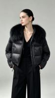 OFTBUY 2026 Nouvelle Parka d'hiver ample avec grand col en fourrure véritable détachable, Doudoune courte épaisse et chaude en duvet de canard blanc pour femme