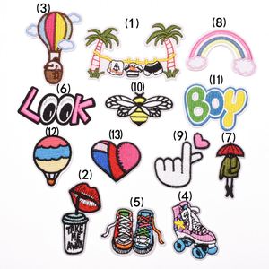 Hot Sell Fashion Iron on Embroidery <b>Clothesline</b> Ice Skates rainbow love Heart Patches Applique for Decoration - Product Image 2