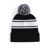 Bonnet tricoté rayé 100 % acrylique personnalisé avec logo brodé, style urbain unisexe, idéal pour l'hiver et les voyages