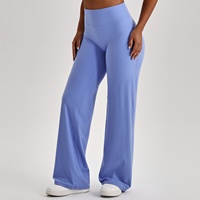 Pantalon de yoga décontracté taille haute en nylon et élasthanne, coupe skinny bootcut, effet seconde peau, rehaussement des hanches, style européen-américain