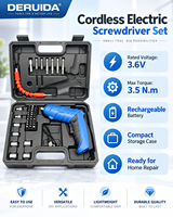 DERUIDA Mini tournevis électrique multifonctionnel 45-en-1, recharge USB, couple de 3,5 Nm, 3,6 V, perceuse électrique mini professionnelle pour la maison