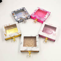 Caja de Cartón con Logotipo Personalizado, Holograma de Mármol, Perilla de Cristal y Ventana de PVC, Caja Deslizable para Empaque de Pestañas y Cosméticos