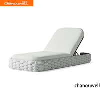 Chaise longue d'extérieur en aluminium résistant aux intempéries, enveloppée de polyester avec tissu intérieur-extérieur