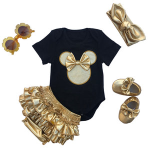 <strong>Halloween</strong> Costume Gold Cotton Romper <strong>Outfits</strong> 4pcs Clothes Set <strong>for</strong> 0-2T <strong>Baby</strong> Girls - Product Image 1