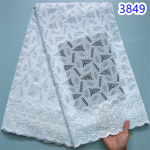 Nouveau Tissu en Dentelle Brodé 5 Yards Voile <span class=keywords><strong>Suisse</strong></span> Coton 2024 Haute Qualité Robe Africaine Élégante pour Femme 3849 - Product Image 2