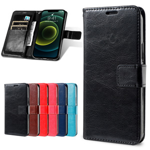 Housse à rabat bon marché Crazy Horse PU fente en cuir universel pour carte portefeuille étui de téléphone pour tous les mobiles android A53 A25 A23 - Product Image 1