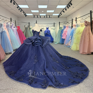 Jancember 1309 Vestidos de Quinceañera con Brillo en <span class=keywords><strong>Azul</strong></span> <span class=keywords><strong>Oscuro</strong></span> y Escote Corazón <span class=keywords><strong>para</strong></span> Chicas de 16 Años - Product Image 3