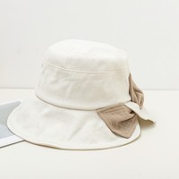 Chapeau Bob Crème Uni pour Femme, à Large Bord en Coton, Chapeau de Soleil Minimaliste, Chapeau de Pêcheur, Logo Brodé Personnalisé, Usage Quotidien