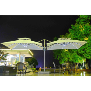Parasol de jardin double face étanche avec manivelle et éclairage LED solaire extérieur - Product Image 6