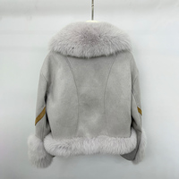 Veste d'hiver chaude gris clair à la mode pour femmes, manteau en daim véritable fourrure de renard haut de gamme pour femmes