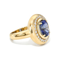 Excelente Anillo de Hombre de Plata 925 Chapado en Oro de 14K con Zafiro Azul Real de Corte Ovalado de 3 Quilates, Zafiro Cultivado en Laboratorio, Joyería Fina Hecha a Medida