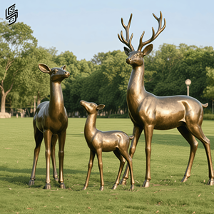 Maßgefertigte Hochwertige Simulierte Hirschstatuen Metall-Tierskulpturen Kupfer-Rentierfiguren für Außenbereich Hotel-Lobby Dekoration - Product Image 1