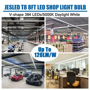 JESLED T8 LED Type B Light Tubes LED Fluorescent Fixtures Dual Ended Power Remove Ballast Garage Warehouse Shop Lights