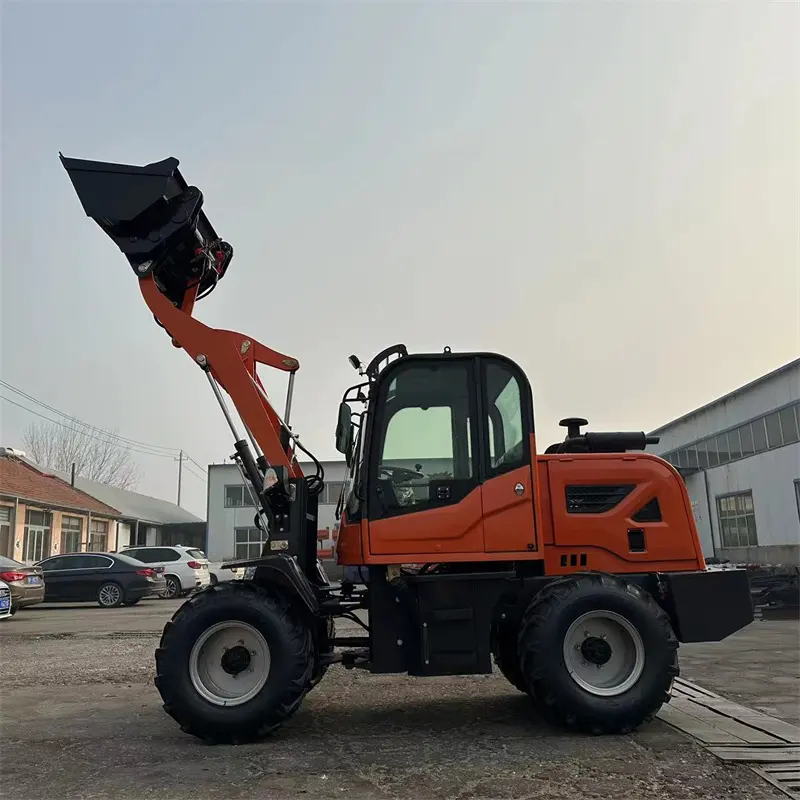 High Quality Ready to ship 4x4 mini front end loader 1000kg 1500kg 2 ton wheel loader with air conditioner