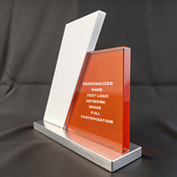 Plaque en cristal à empiècements diagonaux Neelpure 187654 avec base métallique, logo personnalisé imprimé UV, idéale pour les récompenses d'entreprise