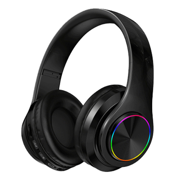 Headphone Wireless Blue Tooth Colorful Light Over-Ear Headset Pluggable Card Gaming Earphone for Music